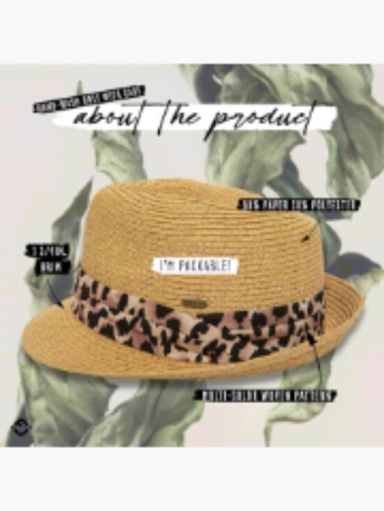 Women\'s Straw Fedora Sun Hat UPF 50+ Protection Short Brim Woven